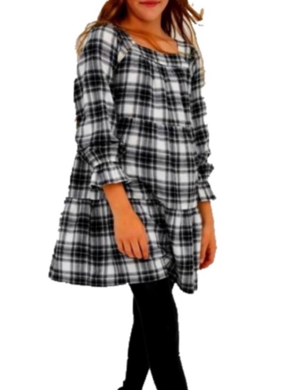 GAP Kids Black and White Plaid Flannel Dress